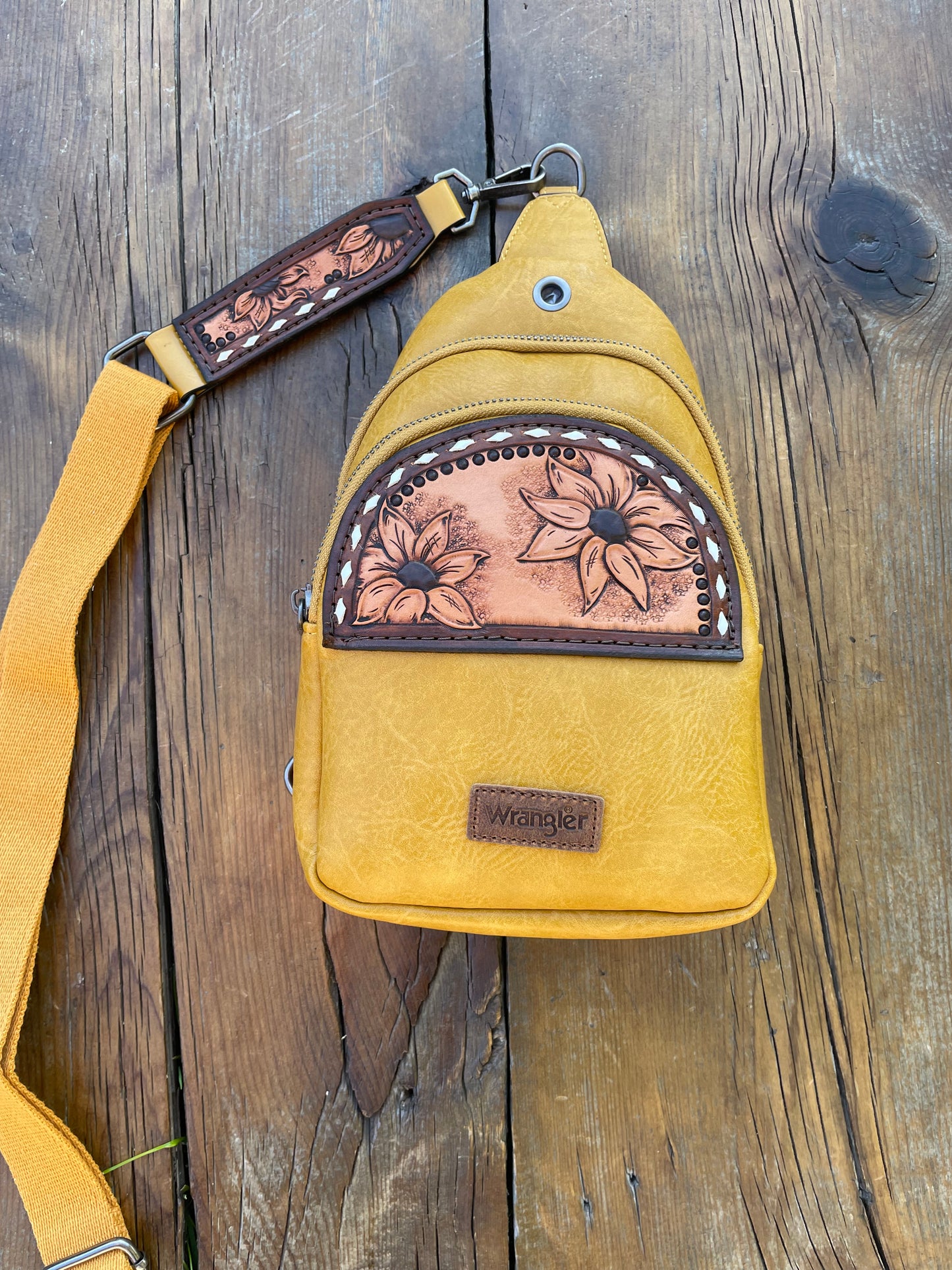 Sling crossbody bag - yellow sunflowers