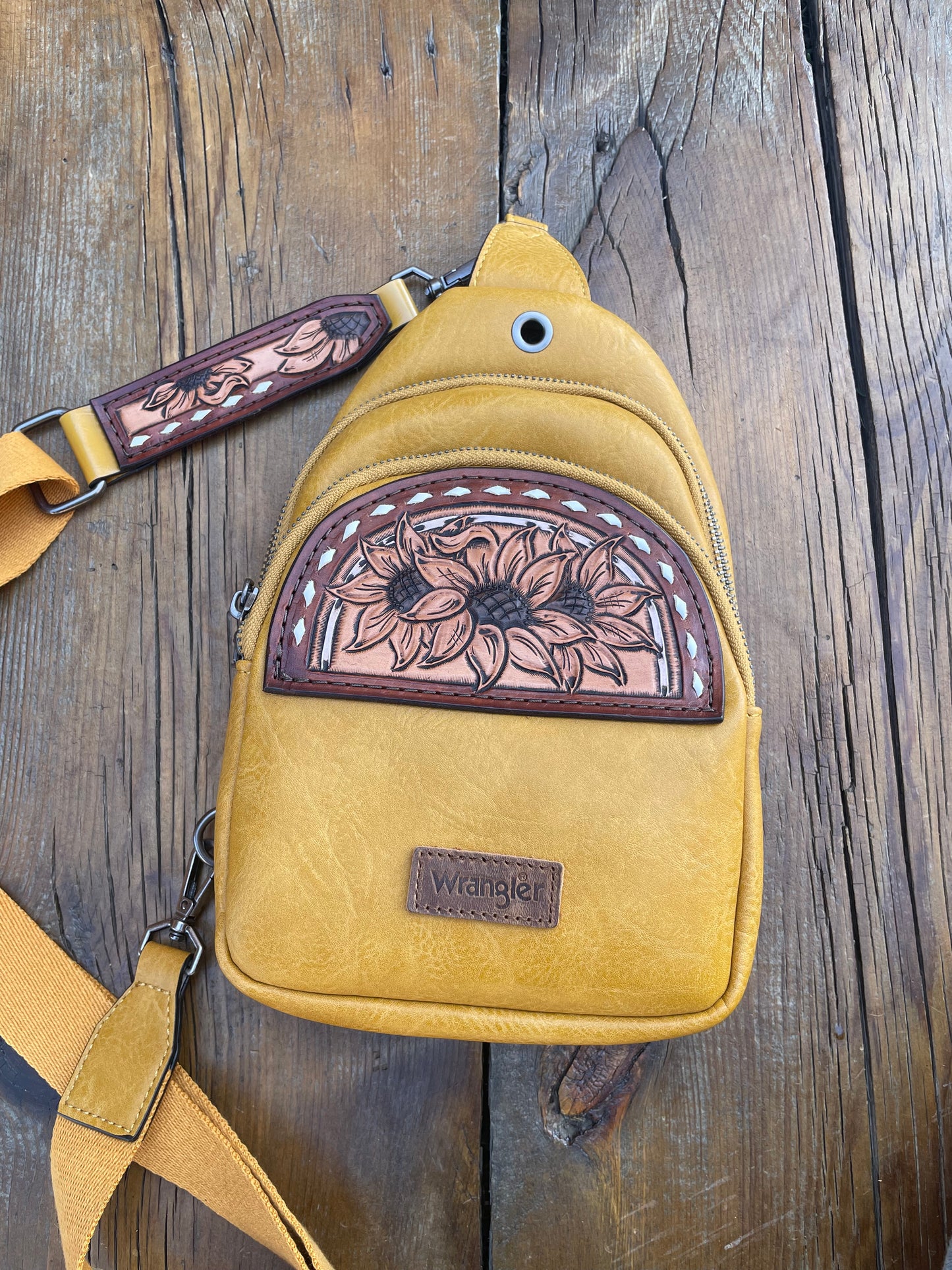 Sling crossbody bag - yellow sunflowers