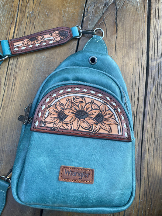 Sling crossbody bag/purse - turquoise