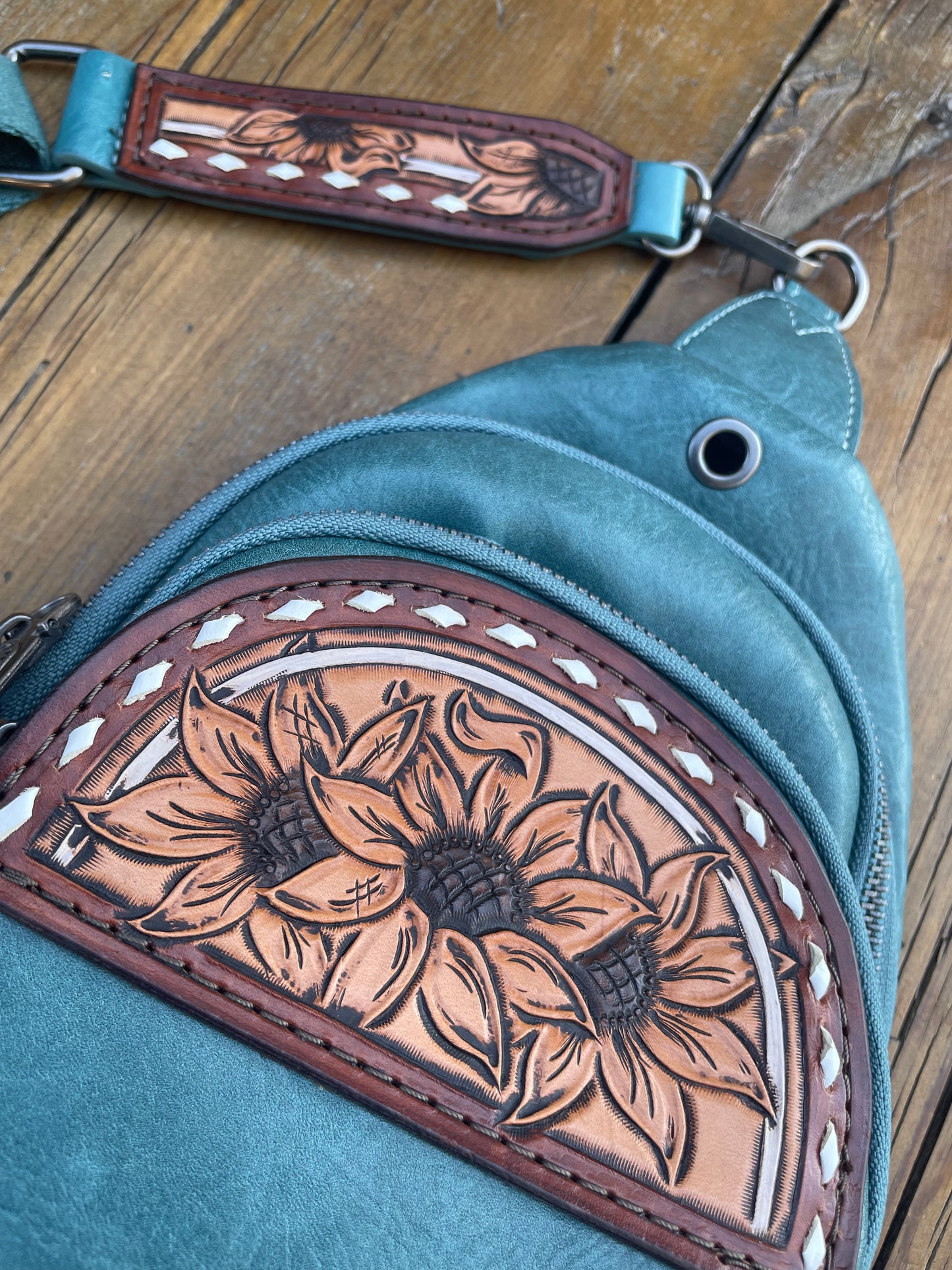 Sling crossbody bag/purse - turquoise