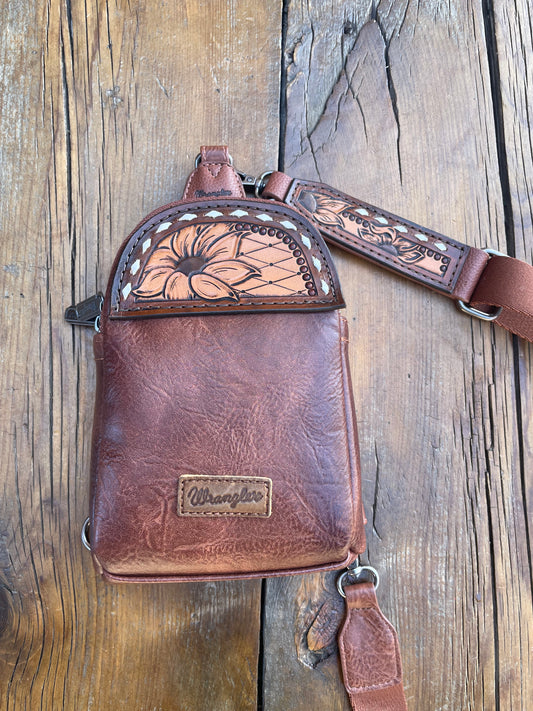 Small sling crossbody bag - brown with