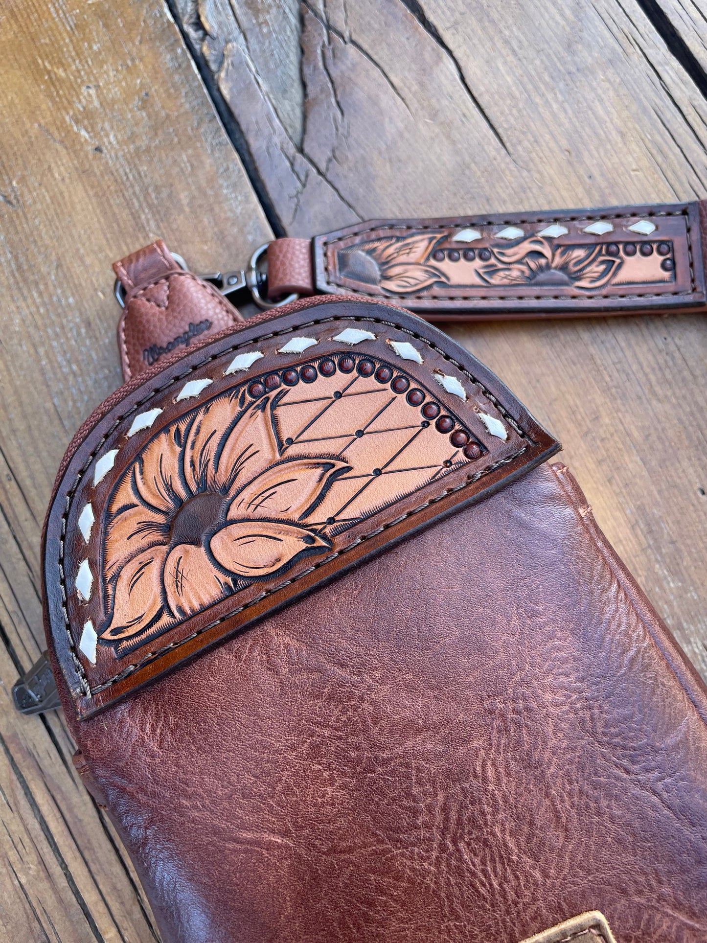 Small sling crossbody bag - brown with