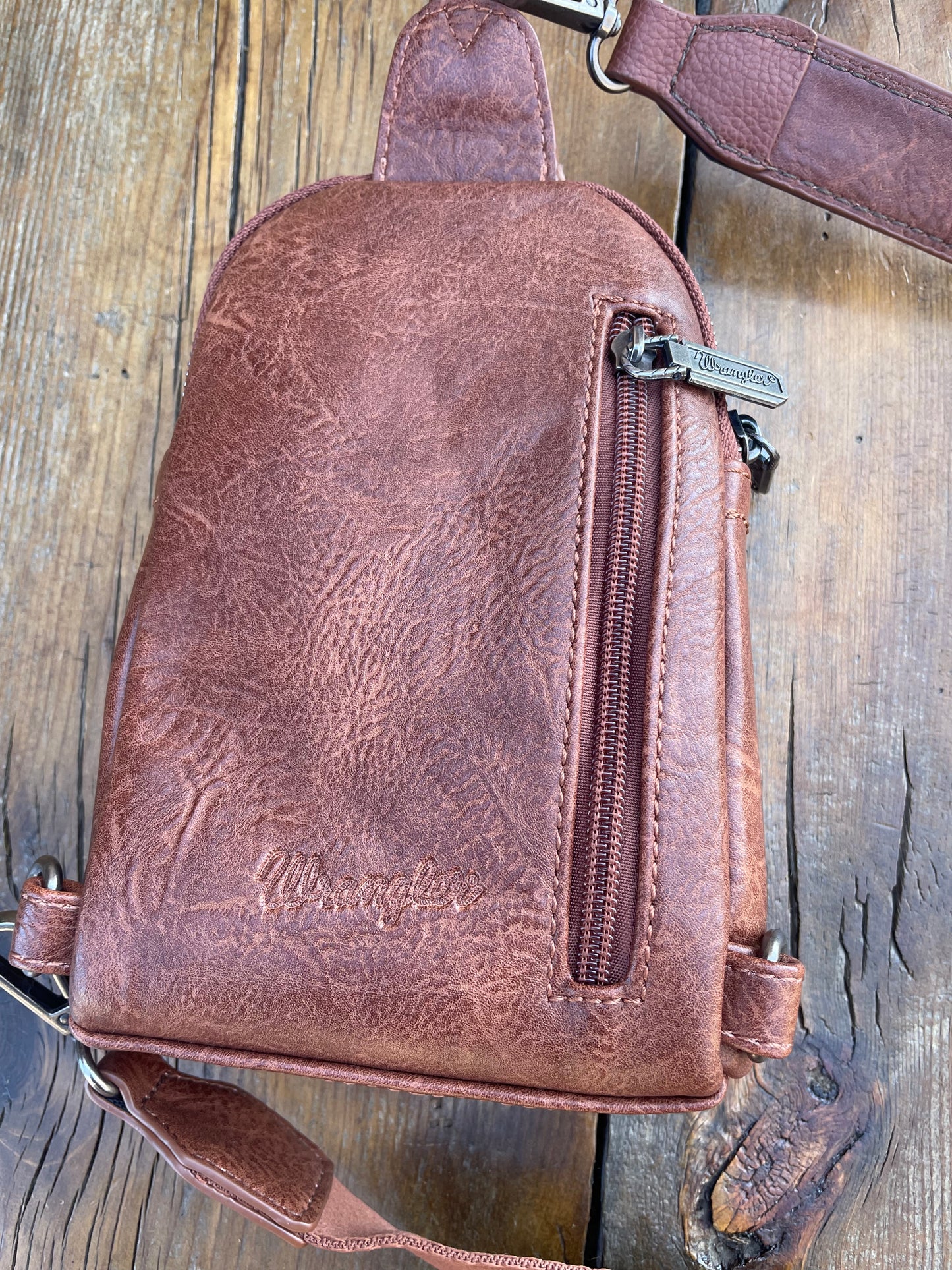 Small sling crossbody bag - brown with