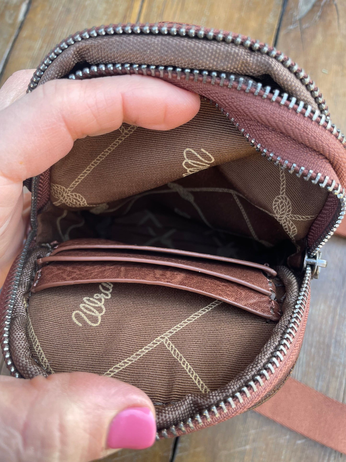 Small sling crossbody bag - brown with