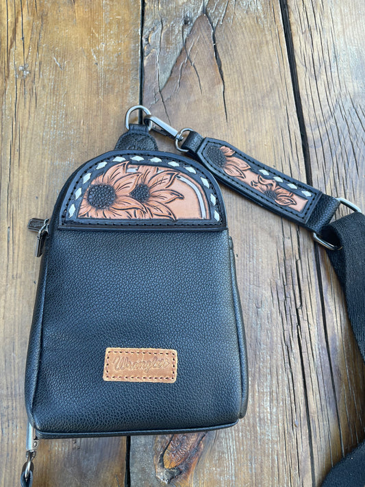 Small sling crossbody bag - black