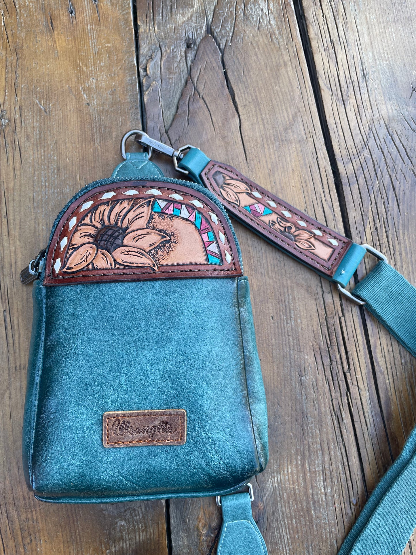 Small sling crossbody bag - turquoise