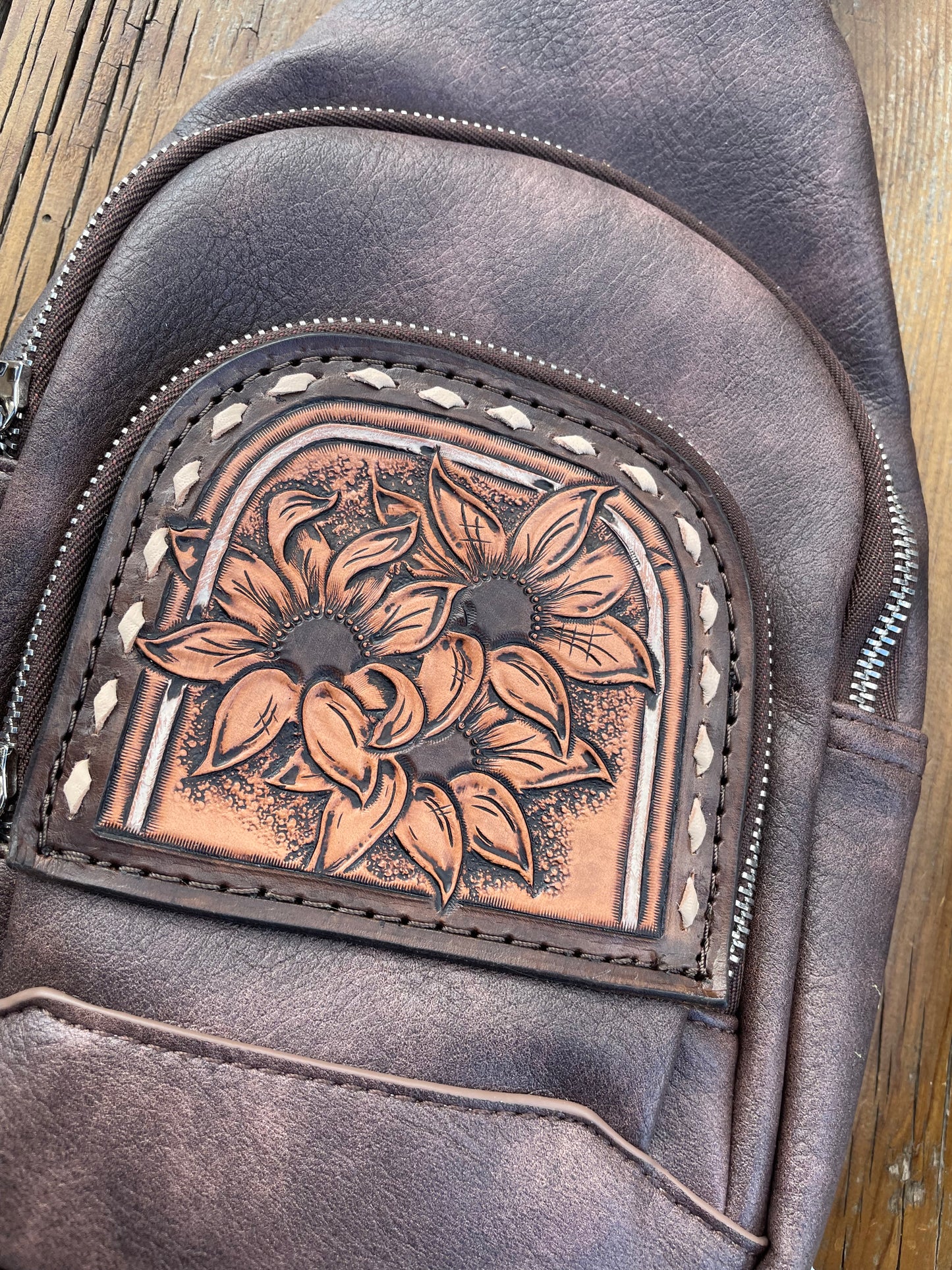 Sling crossbody bag - dark brown