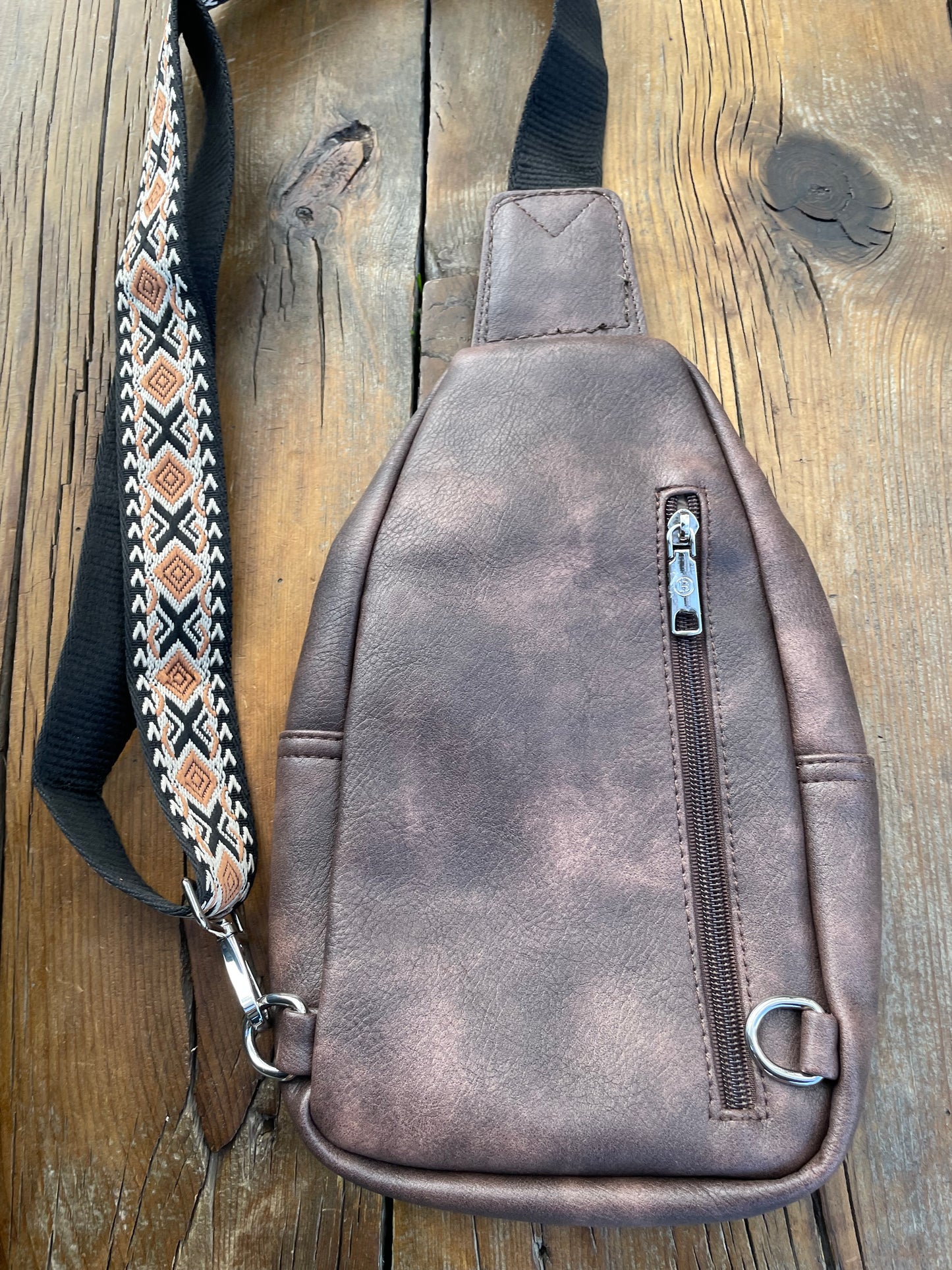 Sling crossbody bag - dark brown