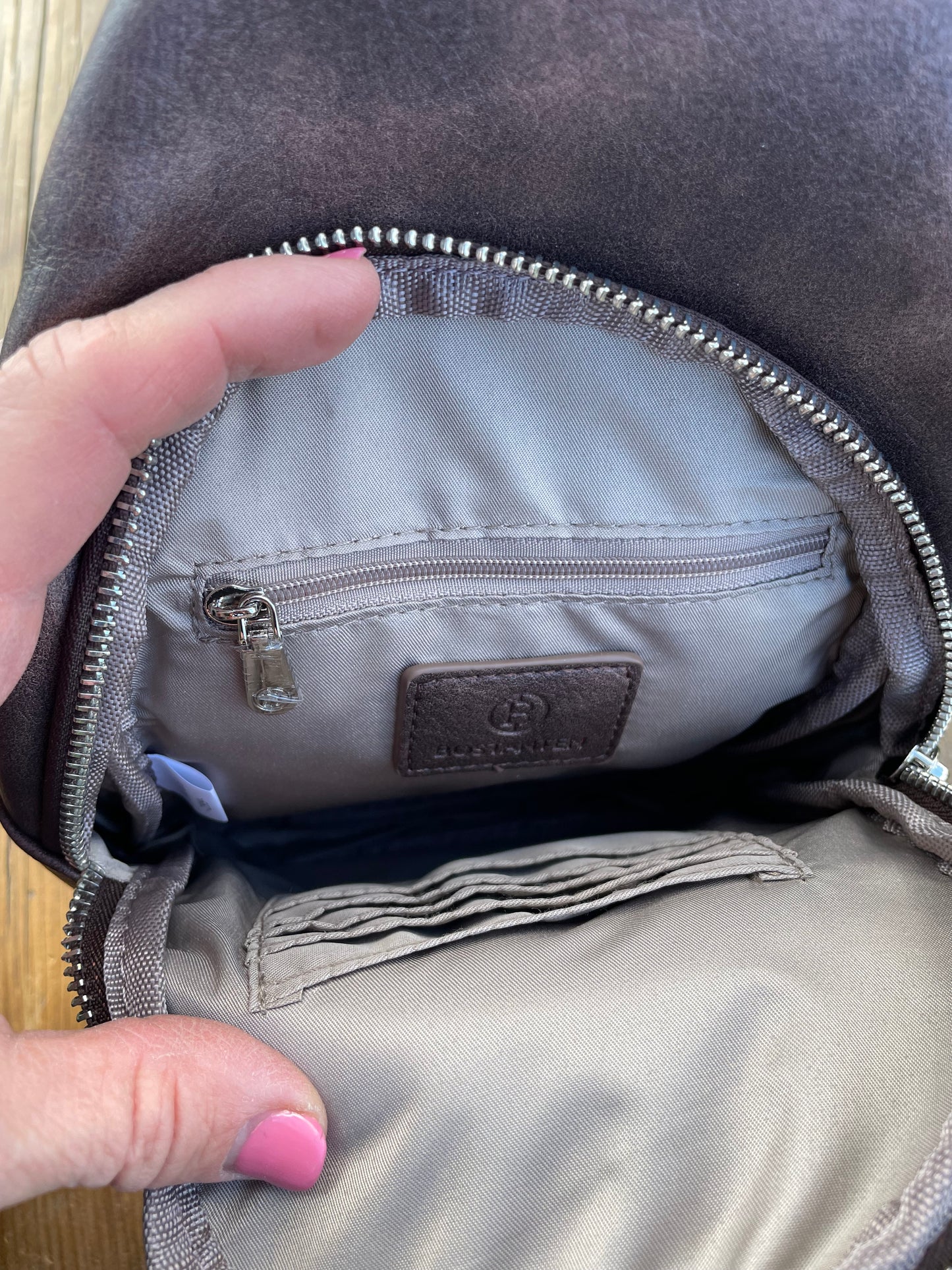 Sling crossbody bag - dark brown