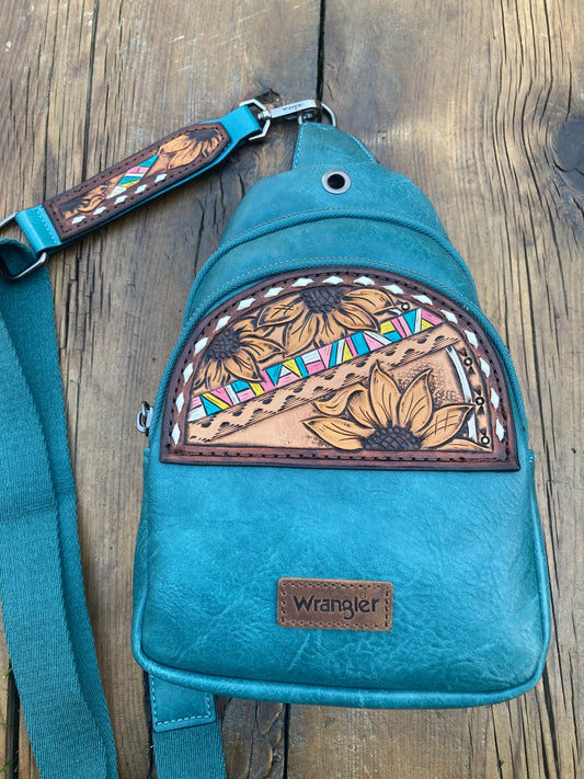 Sling crossbody bag/purse - turquoise