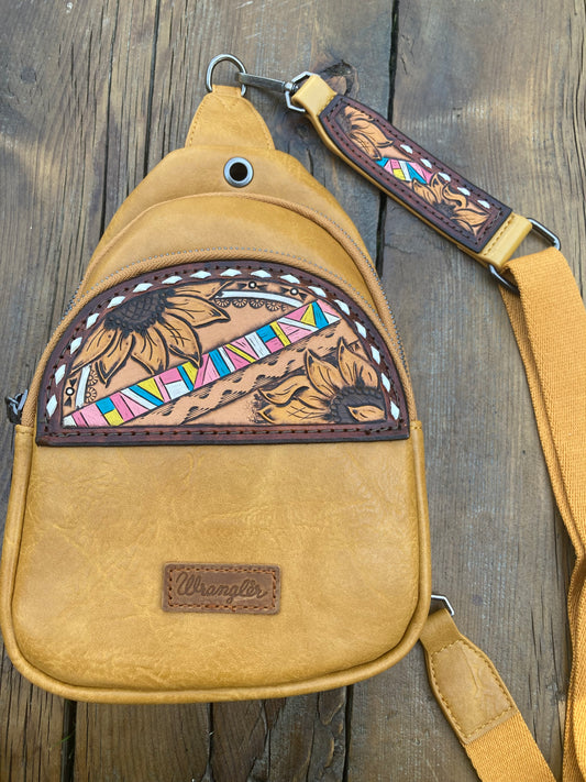 Sling crossbody bag - yellow sunflowers